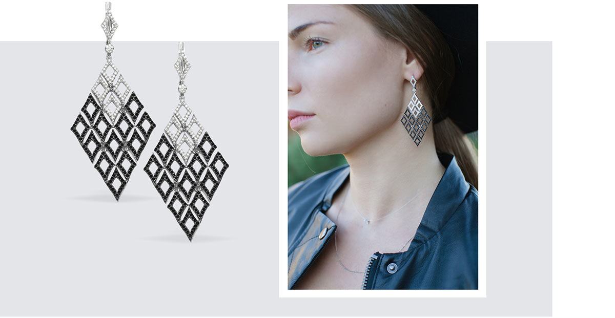 Серьги с черными бриллиантами