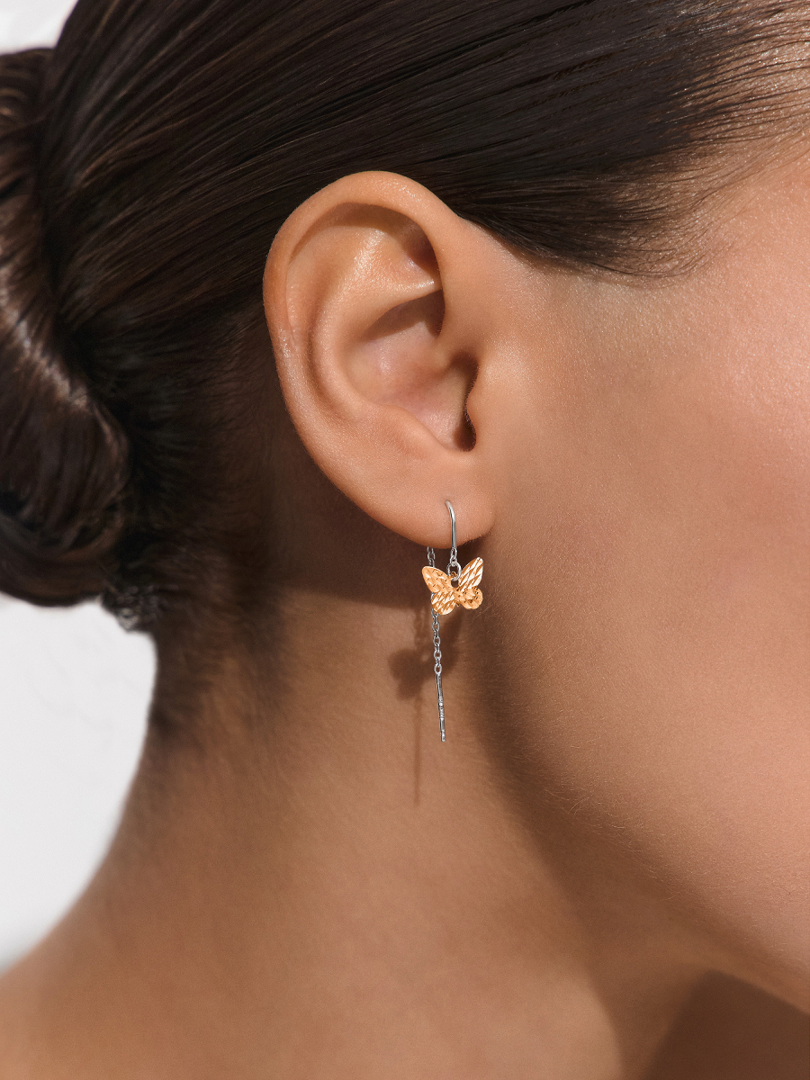 Серьги протяжки 925 бабочки 