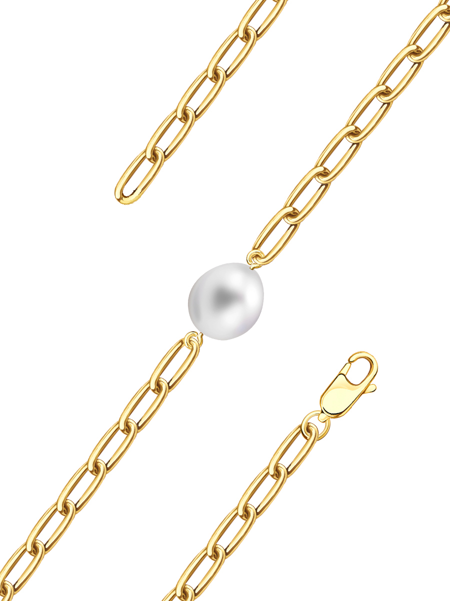 Браслет золотой 585 с белым жемчугом 