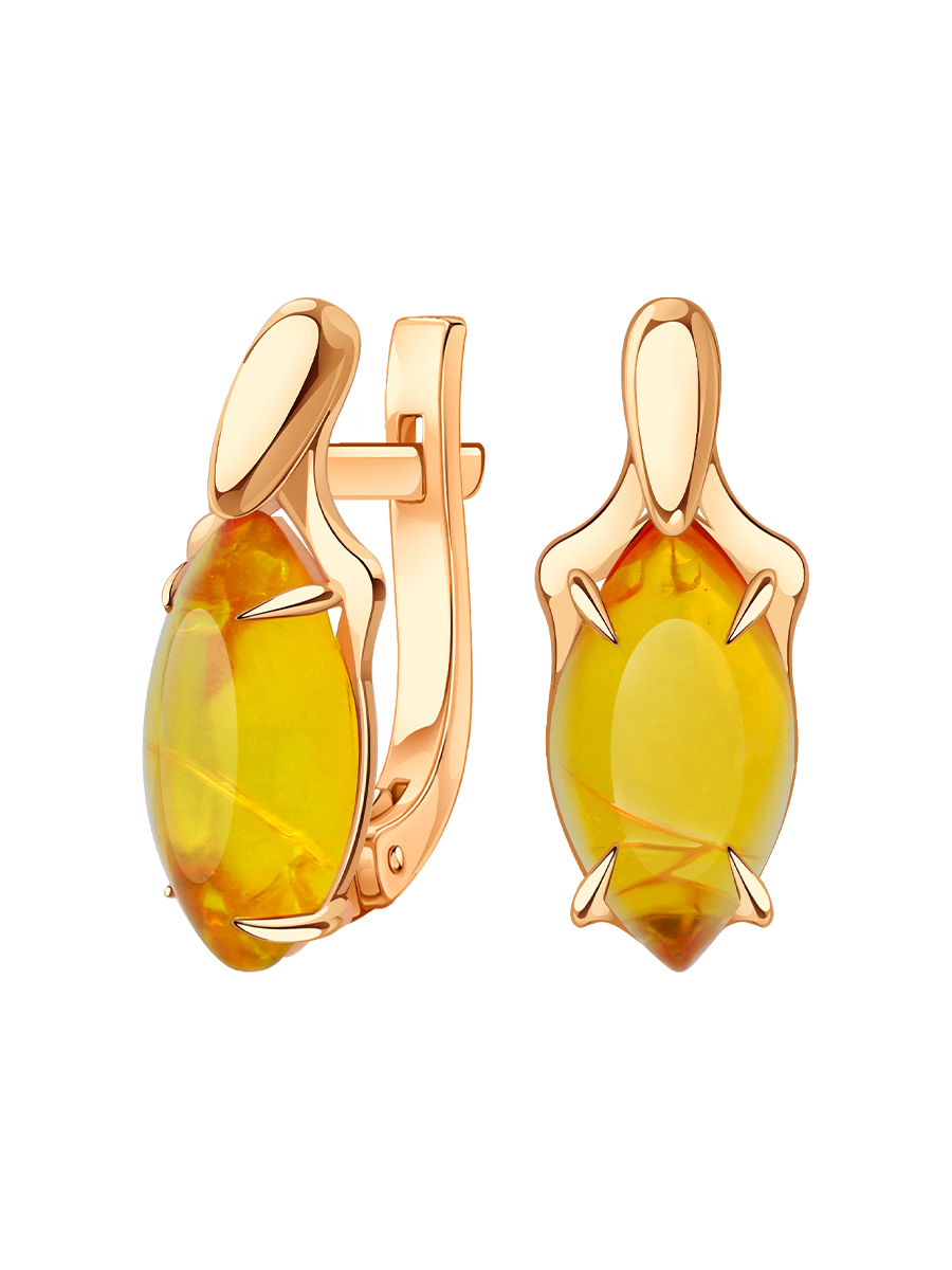 Серьги золотые 585 с янтарем 