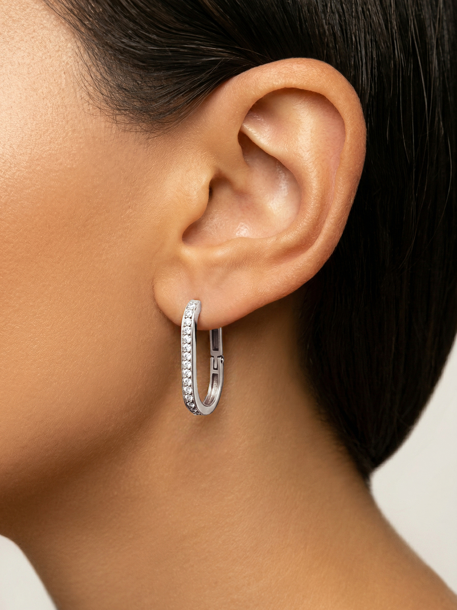 Серьги дорожки серебряные 925 с фианитами 