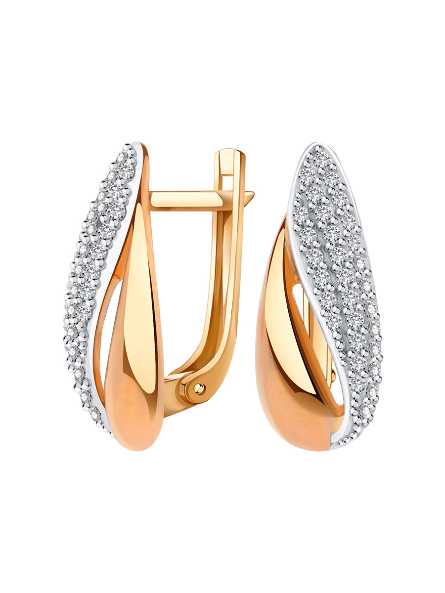 Серьги золотые 585 с фианитами 