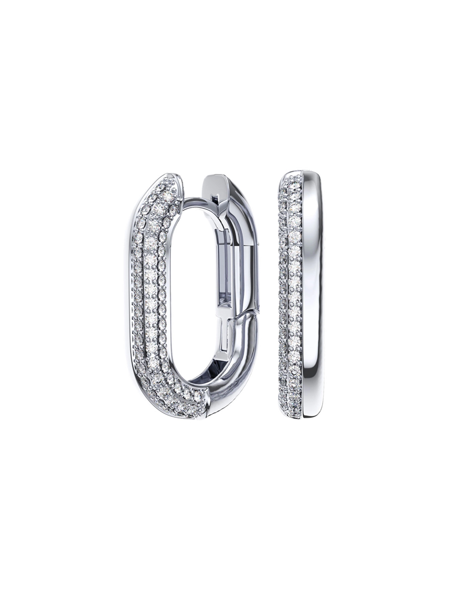 Серьги кольца серебряные 925 с фианитами 26 мм