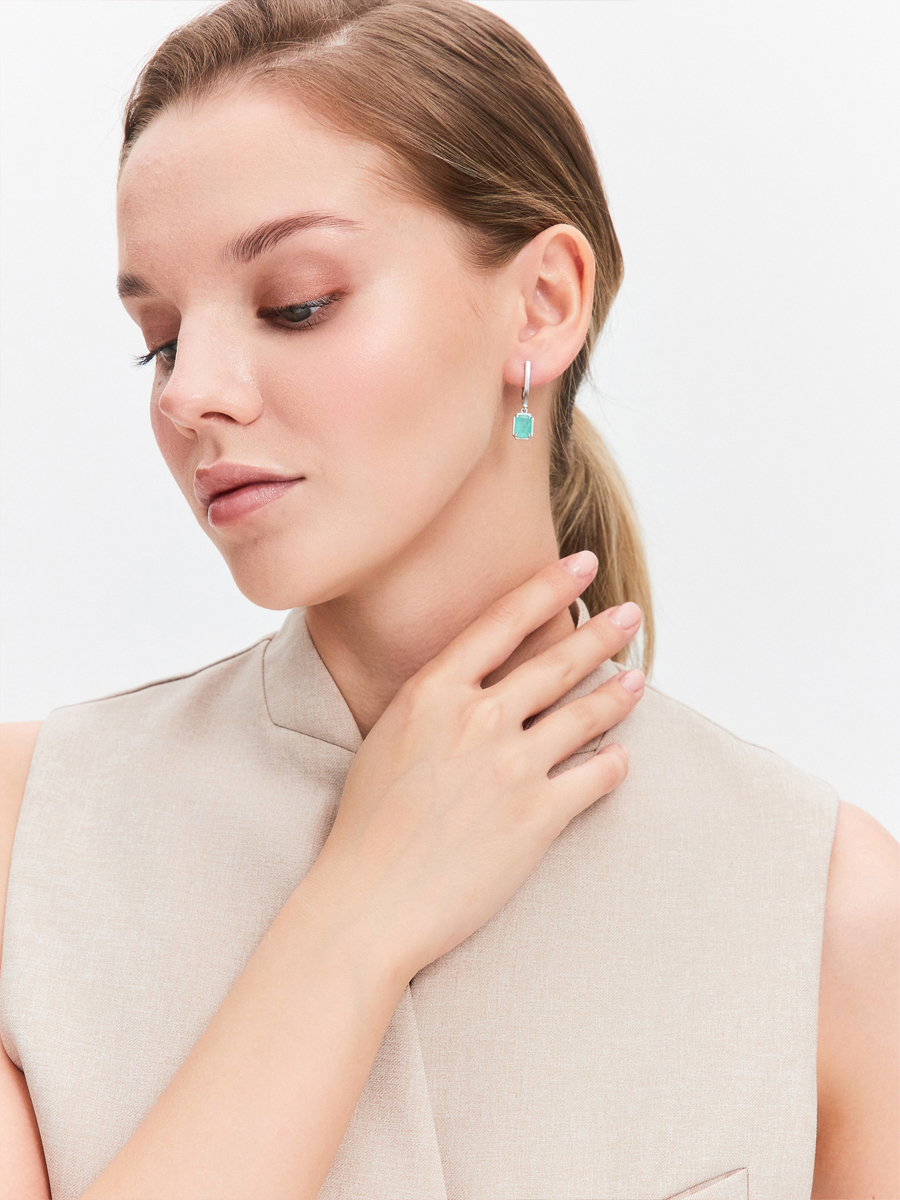 Серьги серебряные 925 с горным хрусталём 