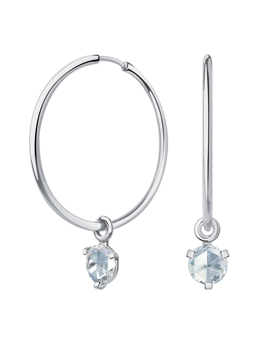 Серьги кольца серебряные 925 с фианитами
