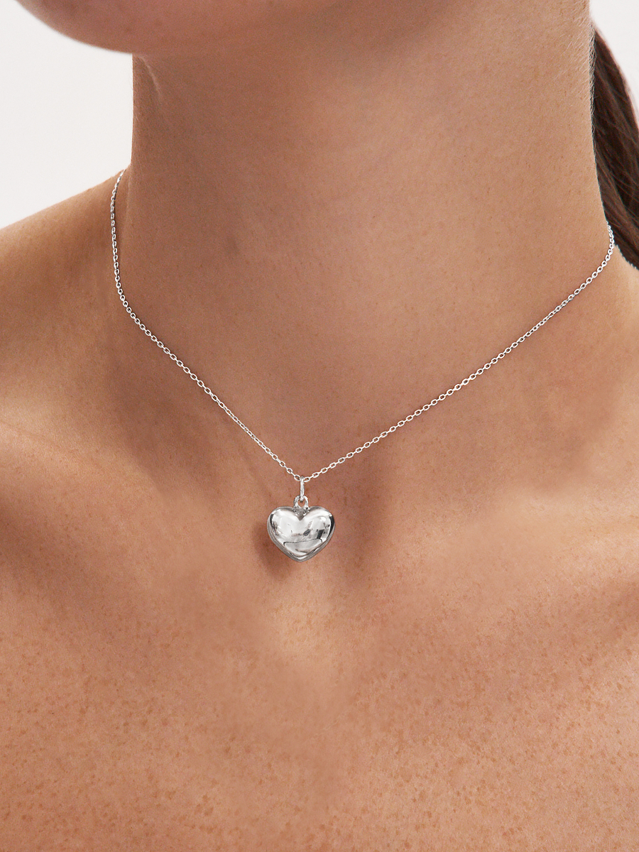 Колье сердце серебряное 925 
