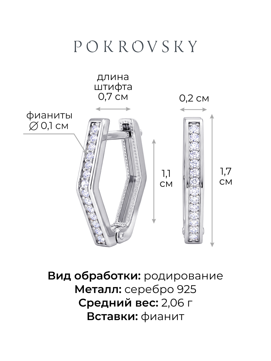 Серьги серебряные 925 с фианитами