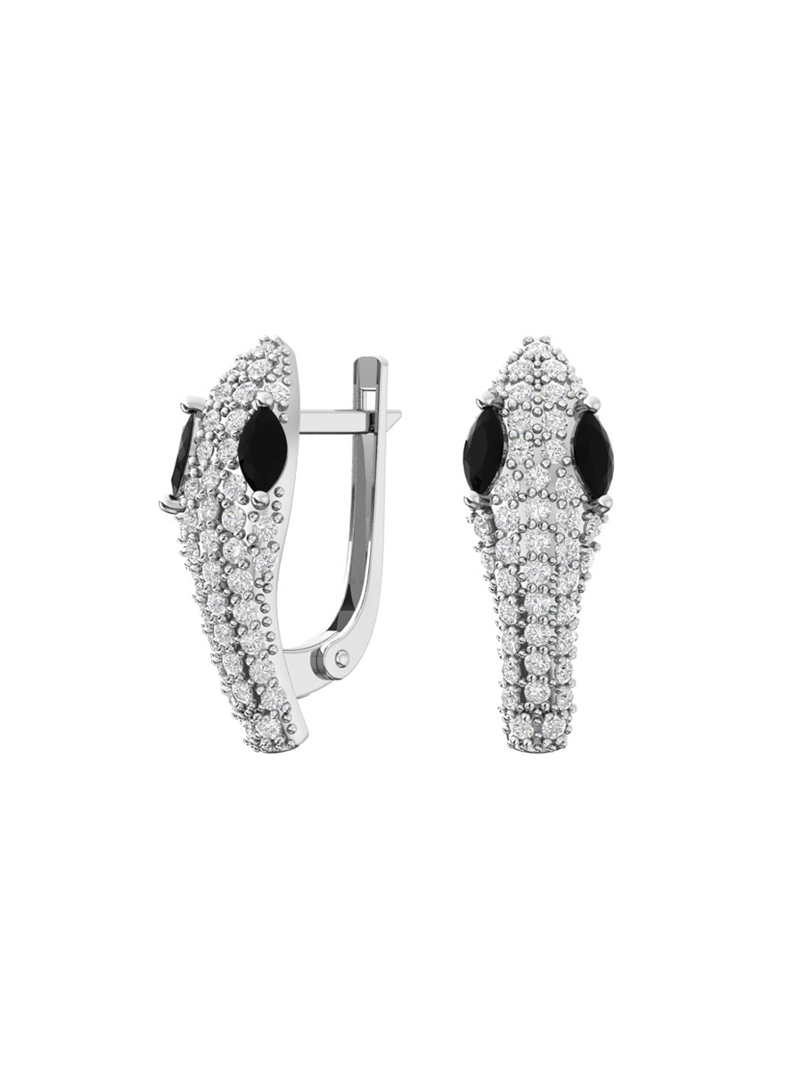 Серьги серебряные 925 змеи с фианитами