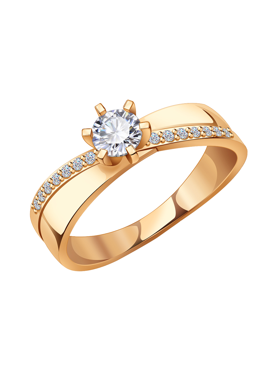 Кольцо помолвочное золотое 585 с фианитами