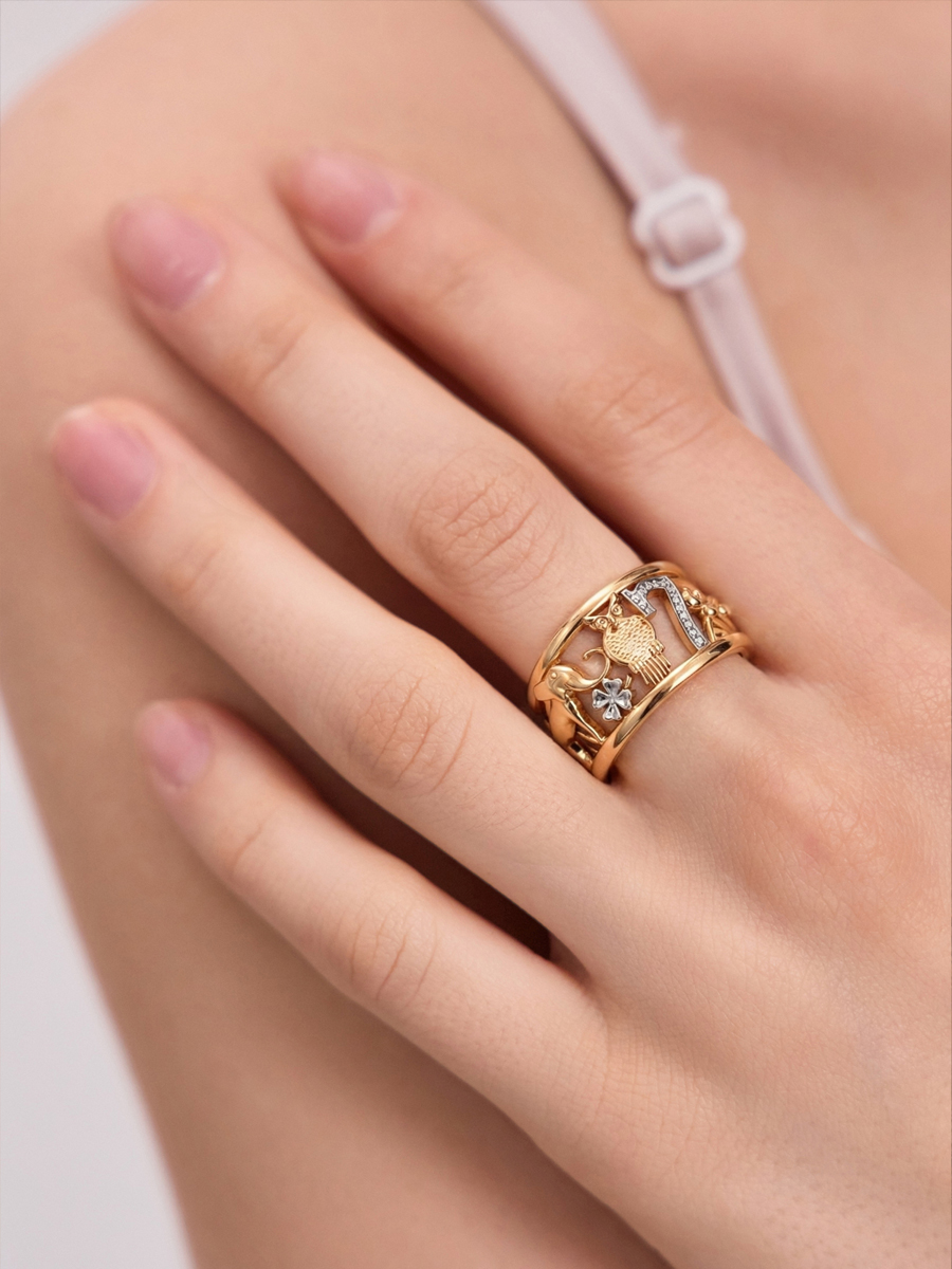 Кольцо счастье золотое 585 без камней 