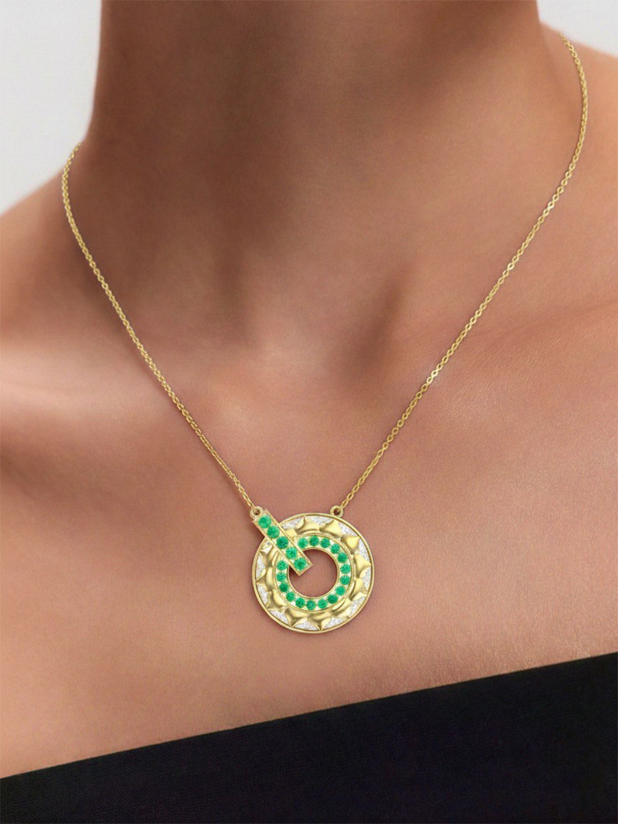 Колье золотое 585 с изумрудами и бриллиантами 