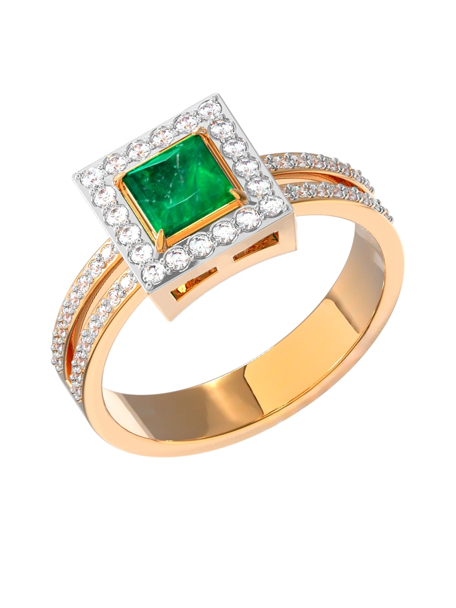 Кольцо из золота 585 с изумрудом и бриллиантами