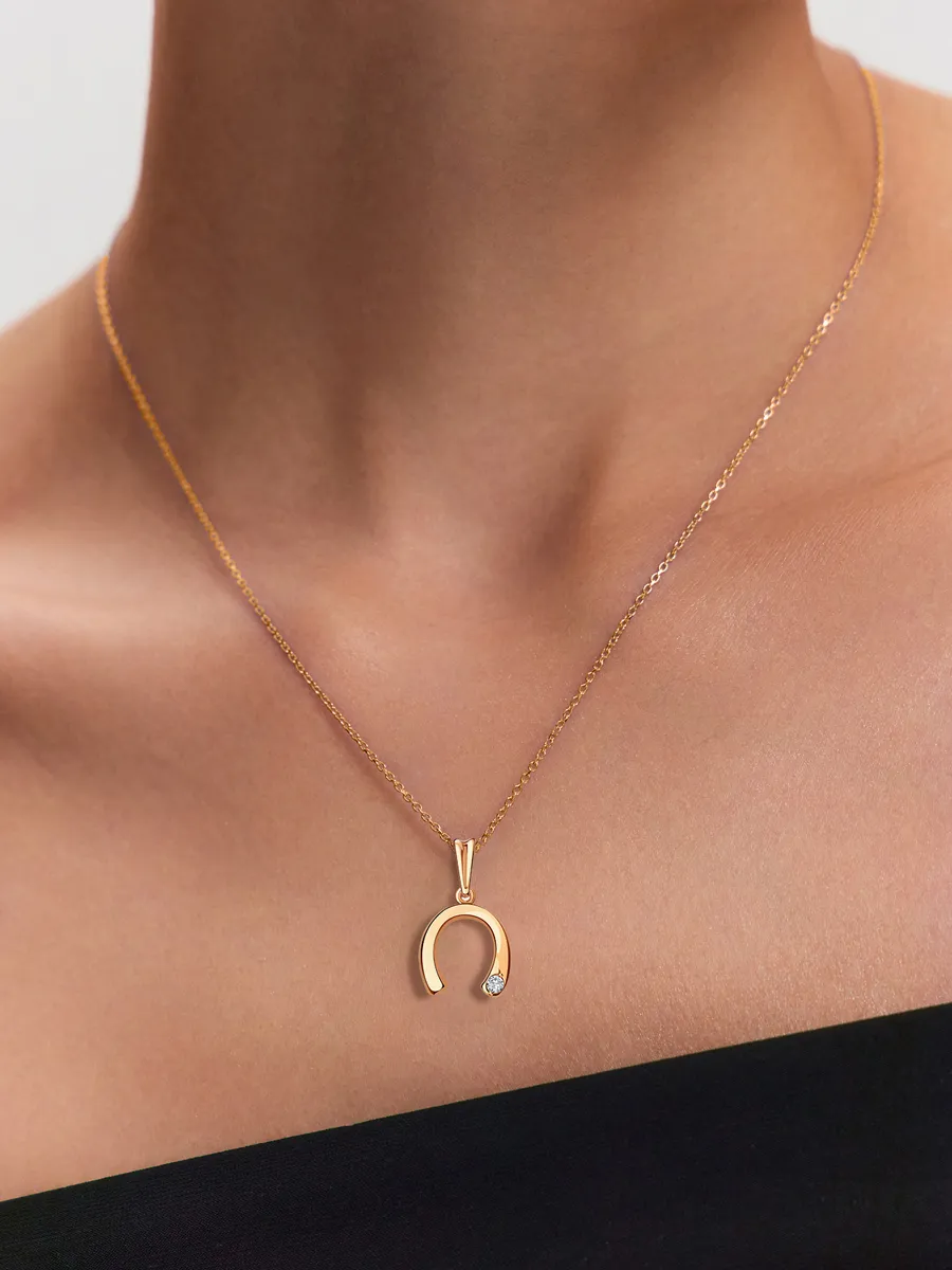 Подвеска золотая 585 с фианитом 