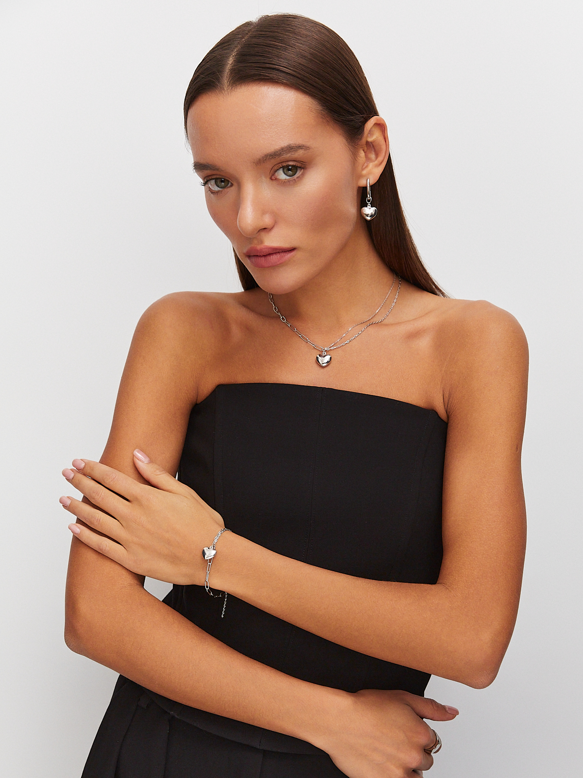 Браслет серебряный 925 с подвеской сердце 