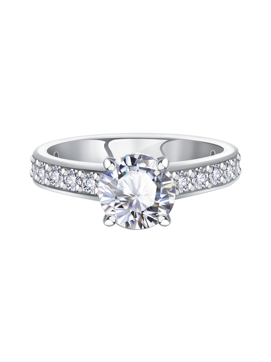 Кольцо из белого золота 585 с муассанитами 