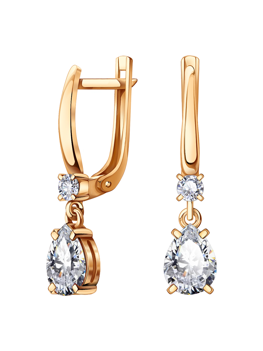 Серьги подвески серебряные 925 с фианитами