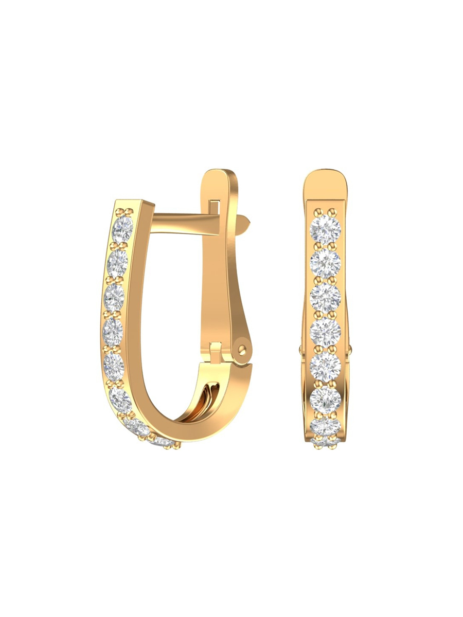 Серьги дорожки золотые 585 с камнями фианитами 