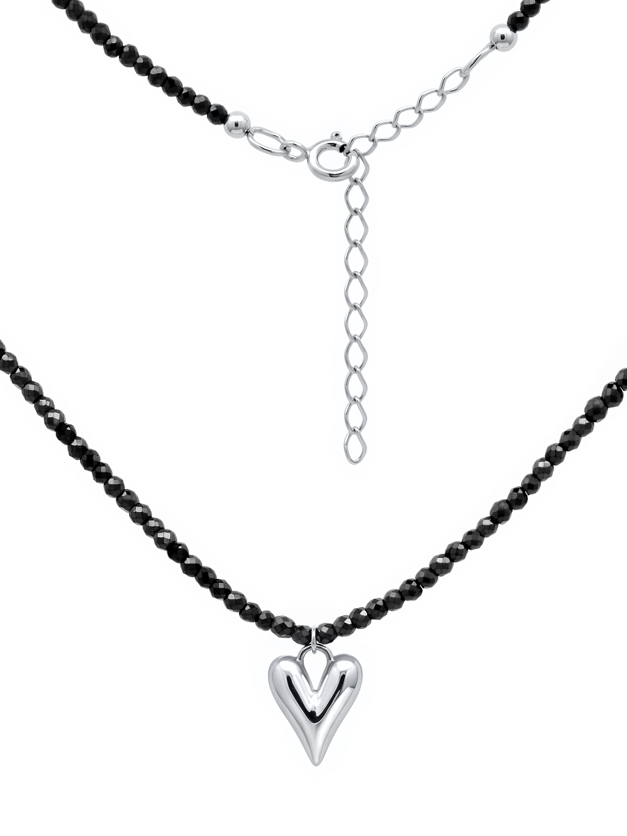 Колье из серебра 925 с гематом и сердцем