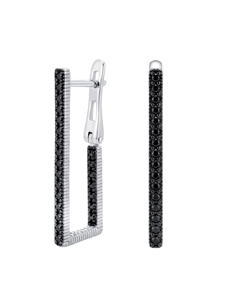 Серьги геометрия из серебра 925 с фианитами