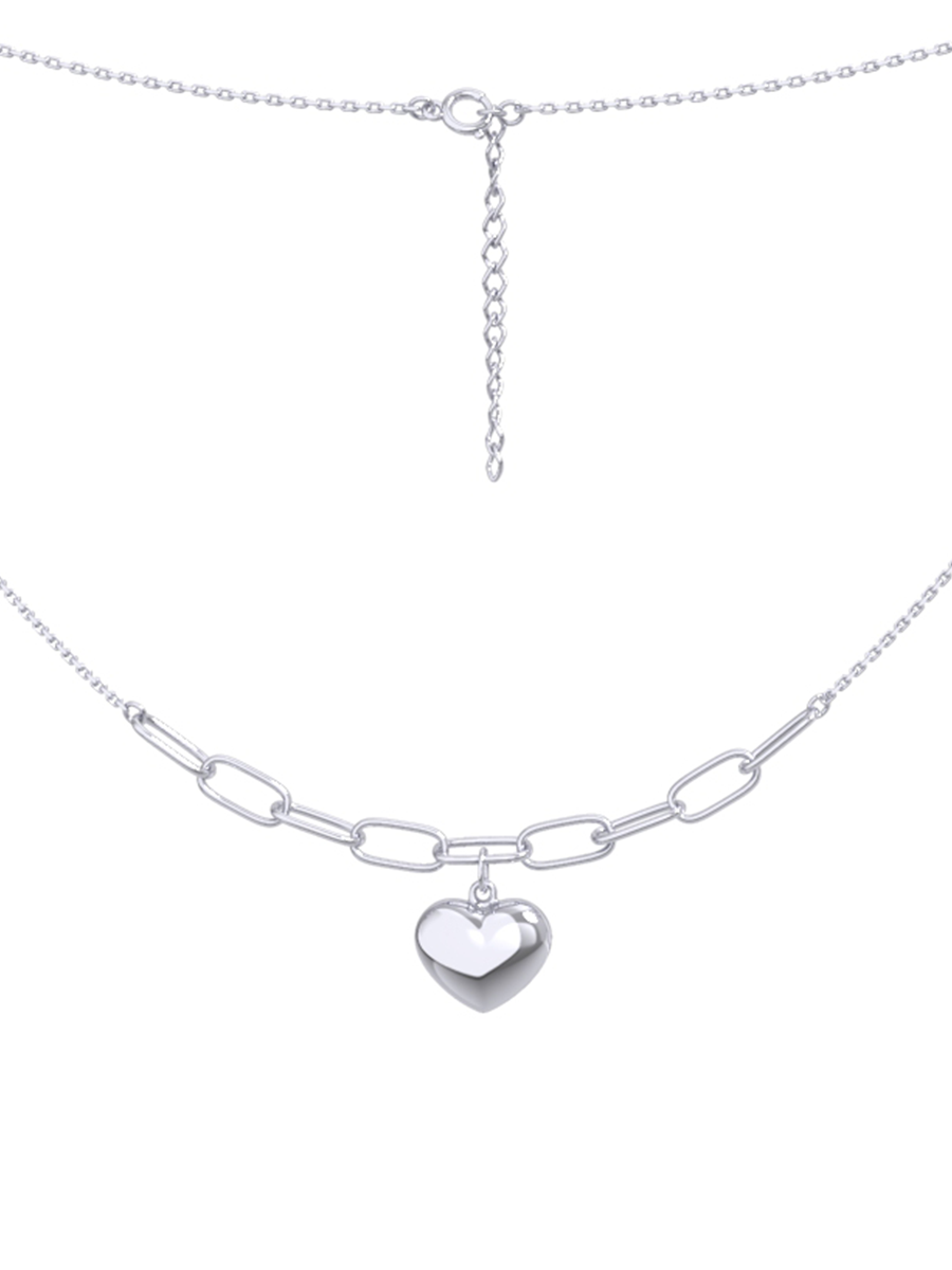 Колье сердце из серебра 925