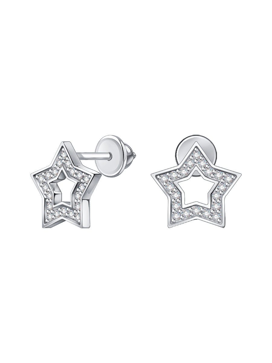 Серьги пусеты серебряные 925 звезды 