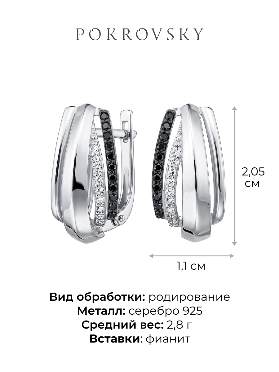 Серьги серебряные 925 с фианитами