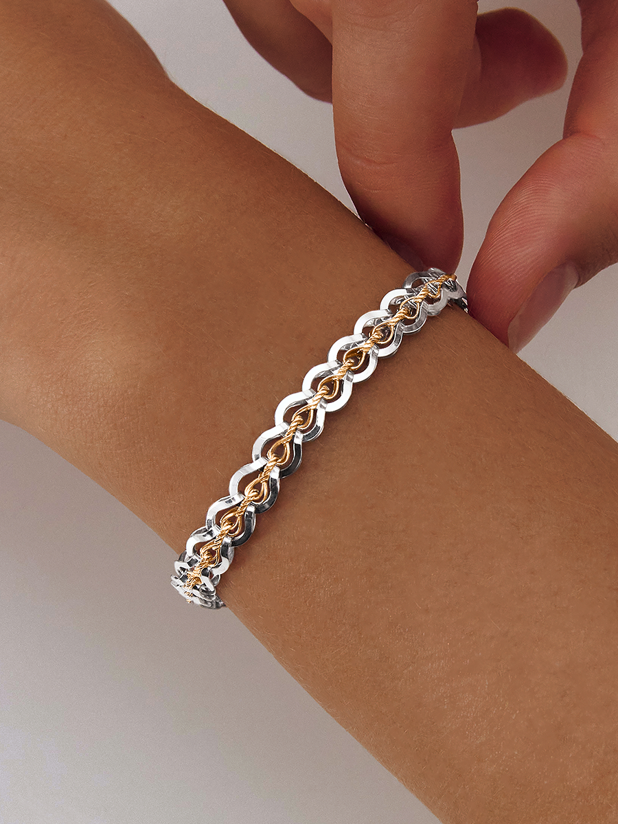 Браслет золотой 585 эксклюзивное плетение Фараон 6 мм