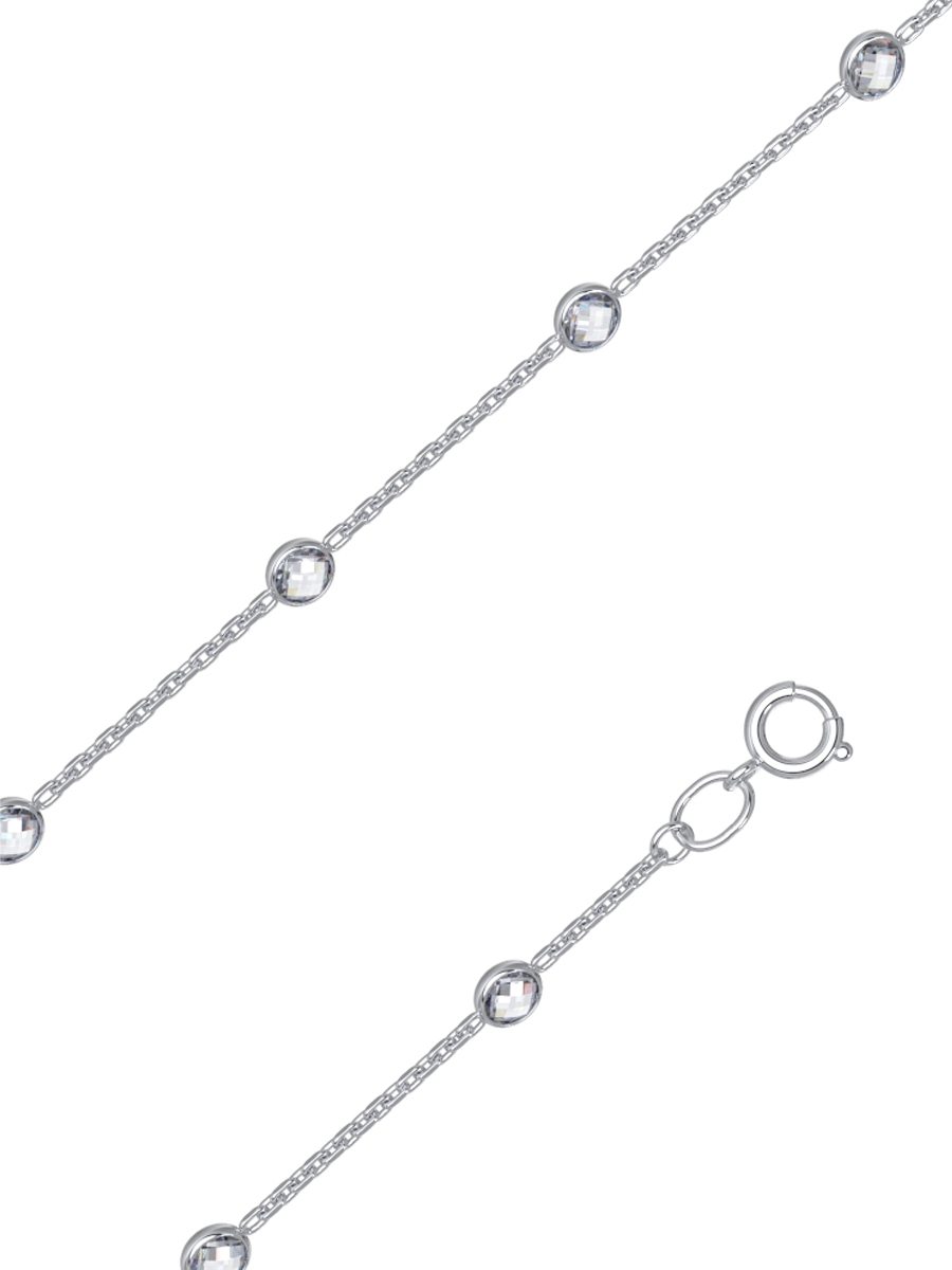 Браслет серебряный женский на руку 925 цепочка с камнями фианитами