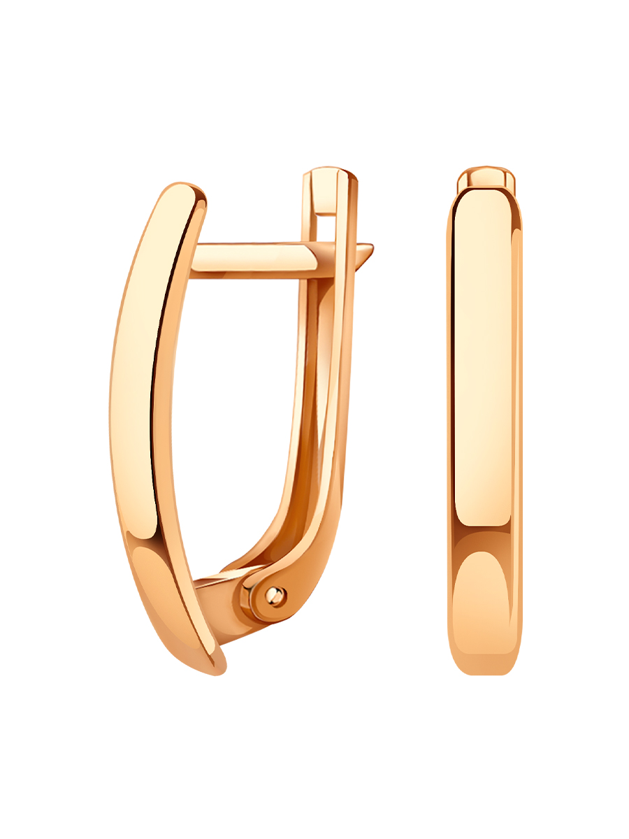 Серьги золотые 585 без камней на английском замке   