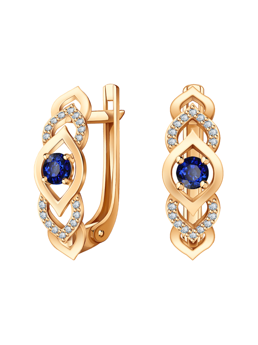 Серьги золотые 585 с сапфирами и бриллиантами 