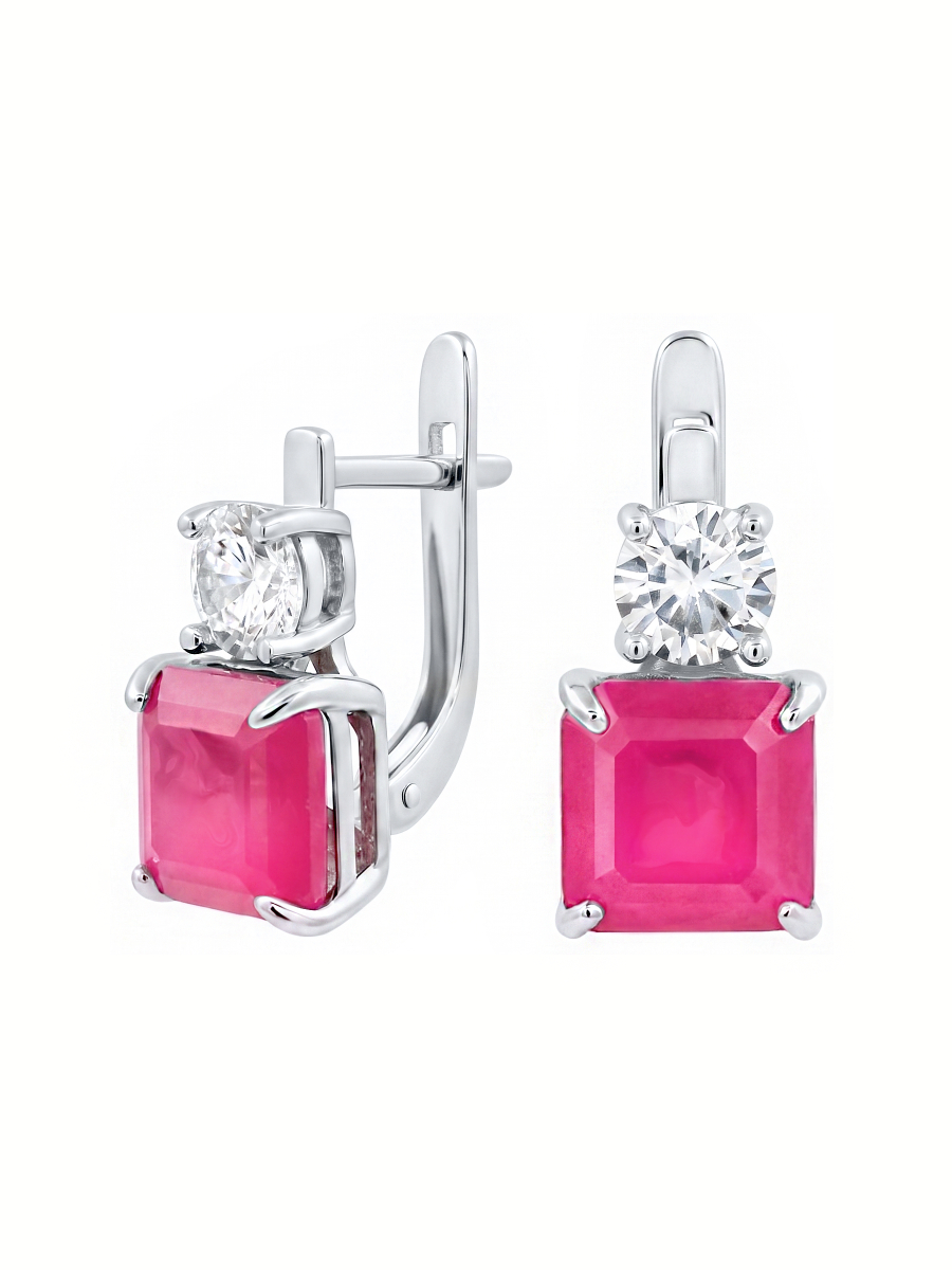Серьги серебряные 925 с розовым горным хрусталём