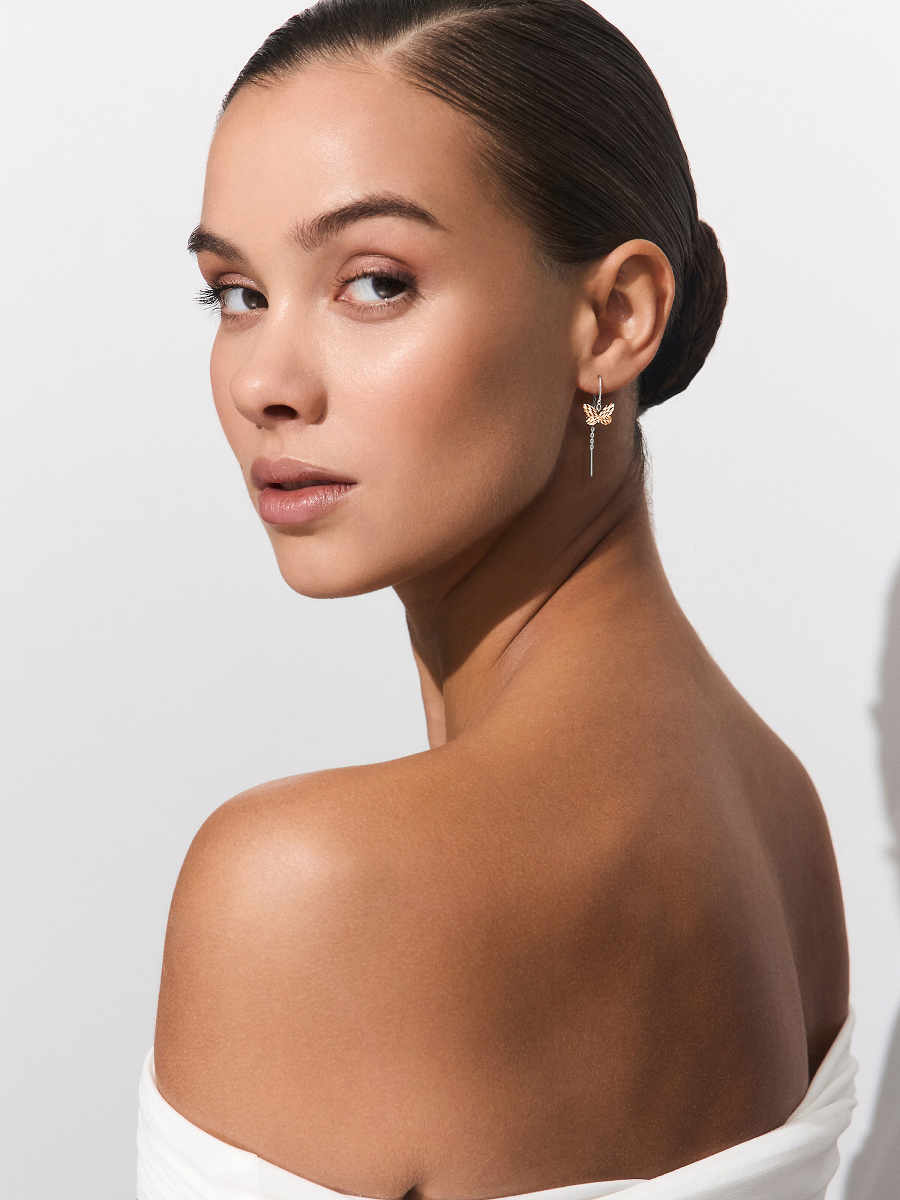 Серьги протяжки 925 бабочки 