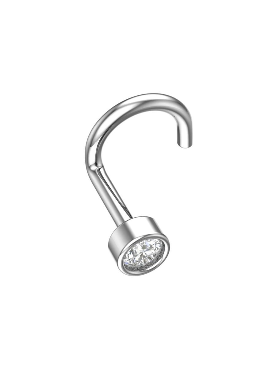 Пирсинг в нос из серебра 925 с фианитом