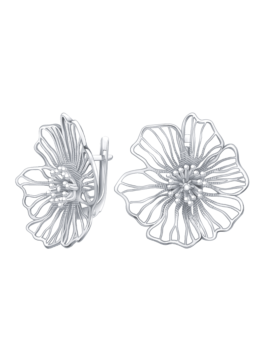 Серьги серебряные 925 цветы 