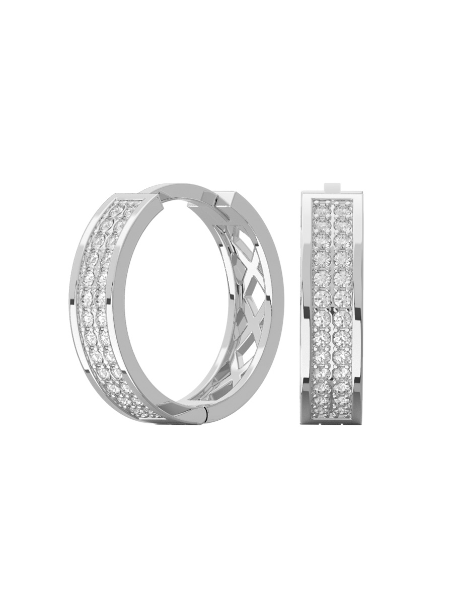 Серьги кольца серебряные 925 с фианитами