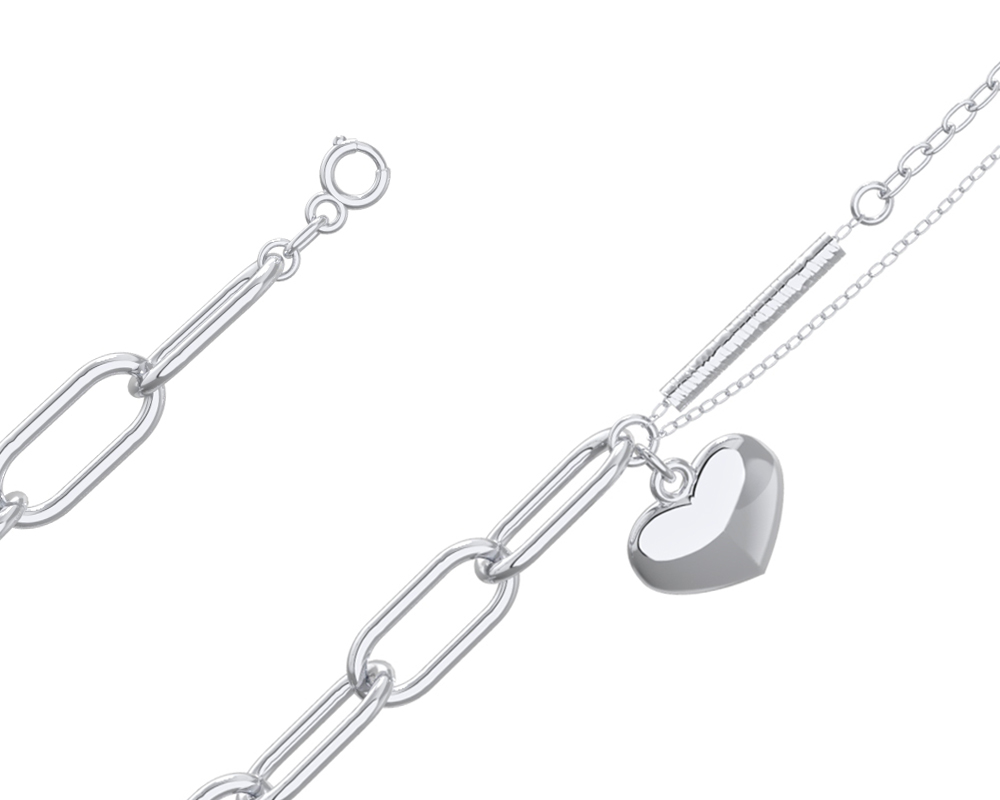 Браслет серебряный 925 с подвеской сердце 