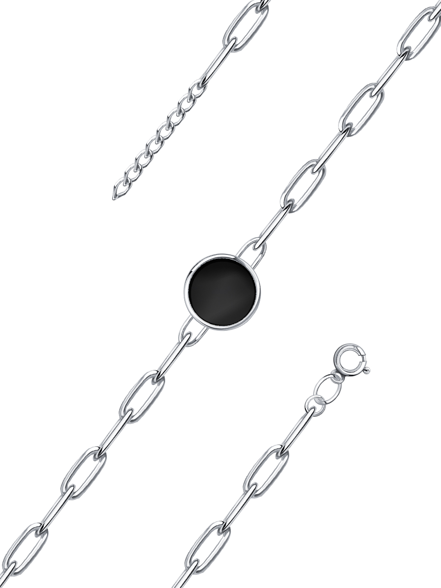 Браслет серебряный 925 с агатом и перламутром 