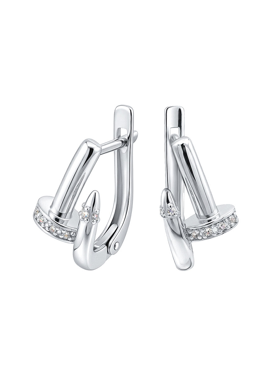 Серьги из белого золота 585 гвозди с бриллиантами