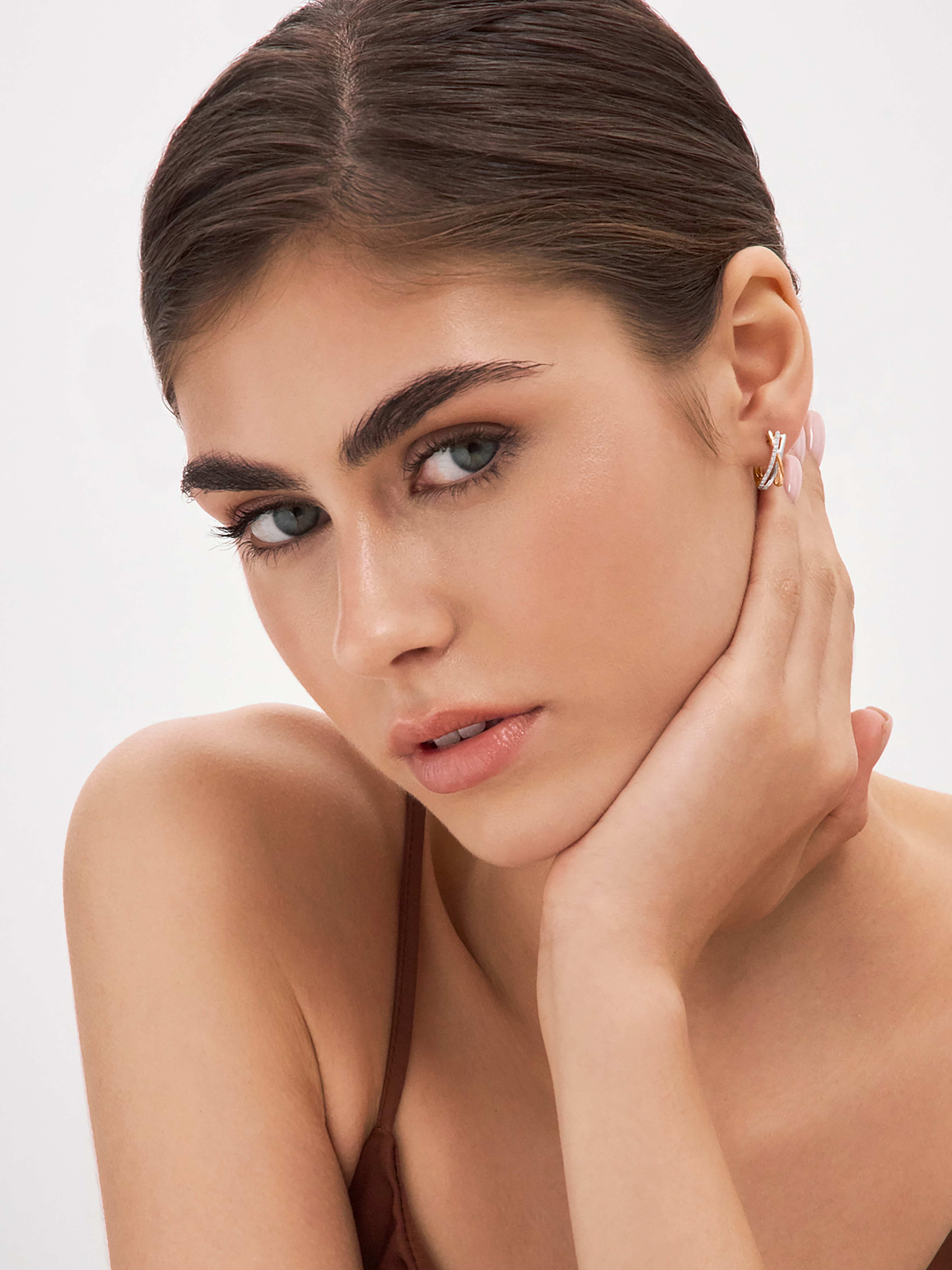 Серьги золотые 585 с камнями фианитами 