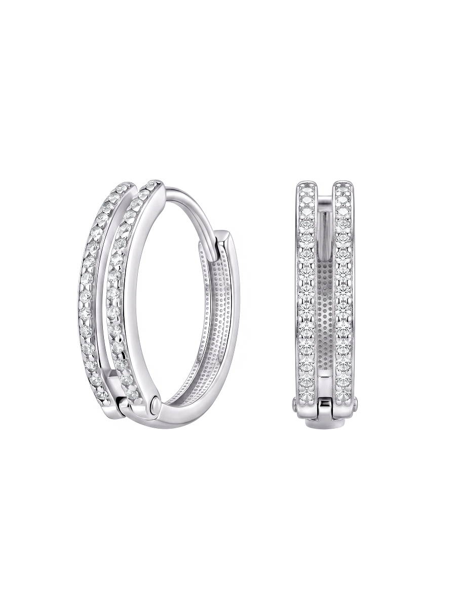 Серьги кольца серебряные 925 с фианитами