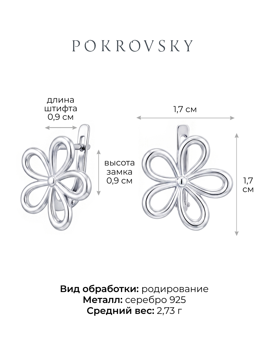 Серьги серебряные 925 ромашки 