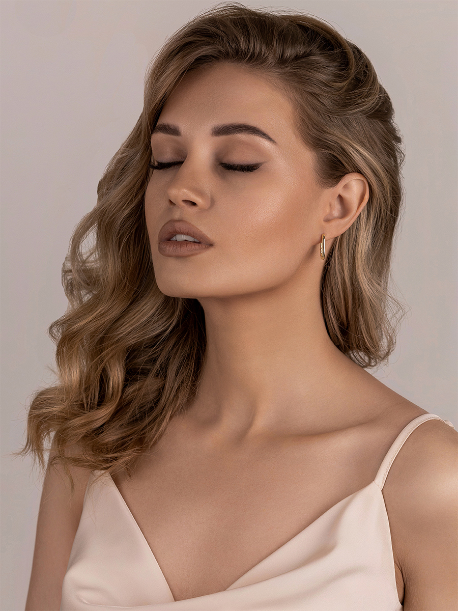 Серьги кольца золотые 585 без камней 19 мм