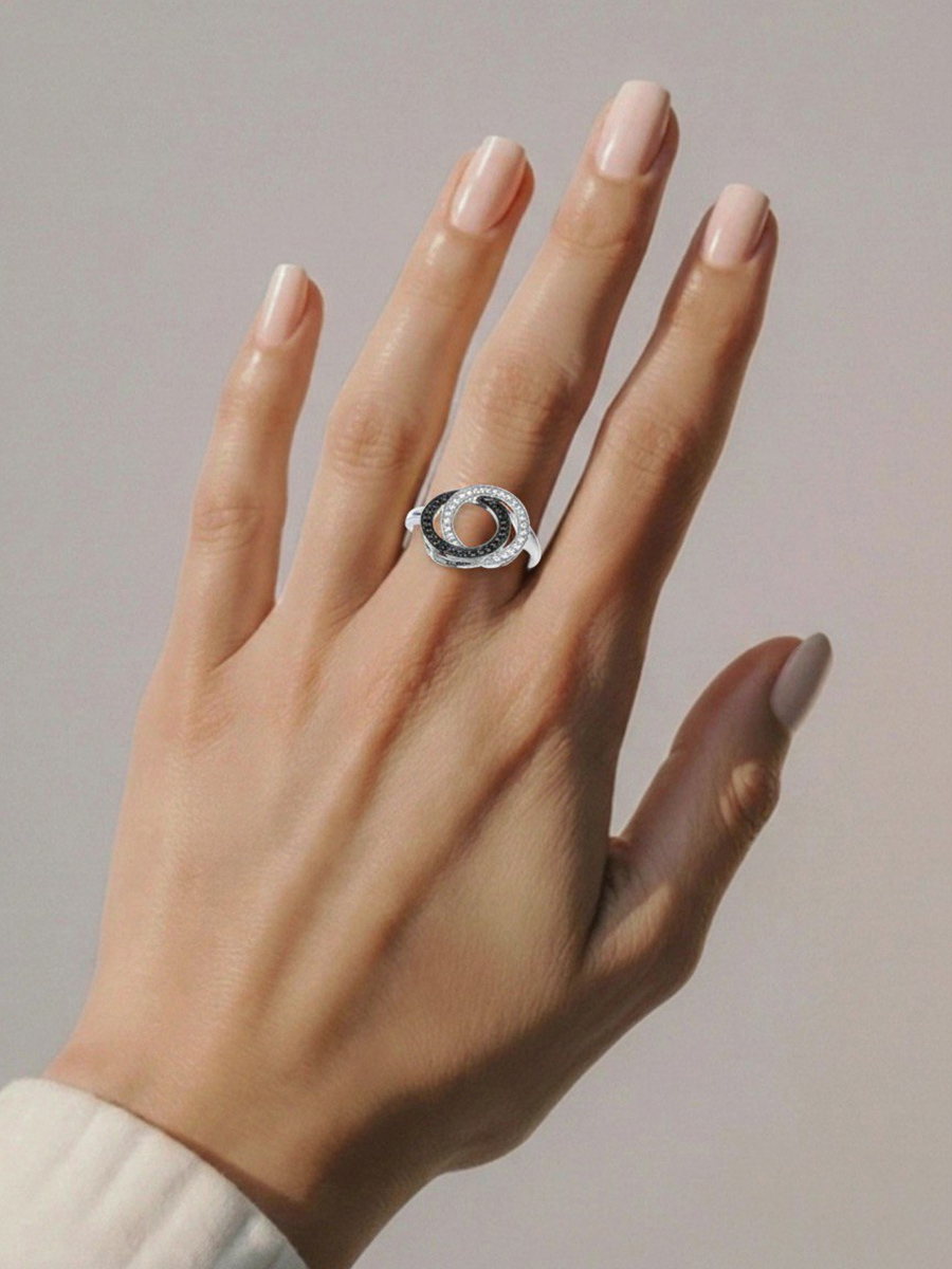 Кольцо серебряное 925 с фианитами