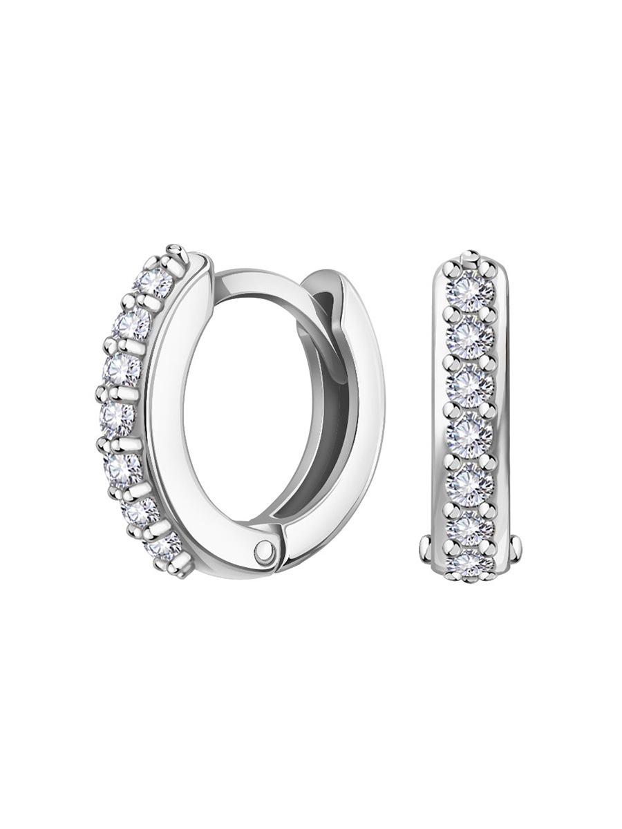 Серьги кольца серебряные 925 с фианитами