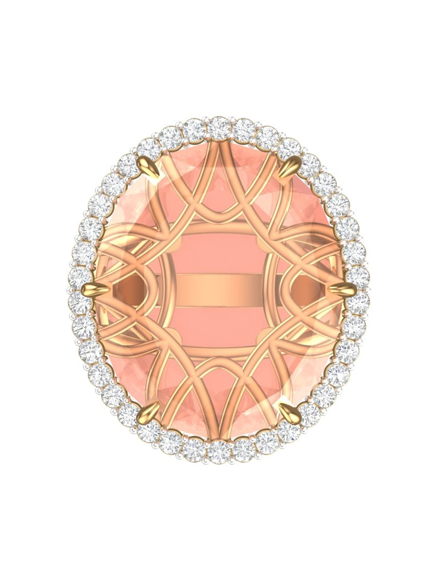 Кольцо золотое 585 с морганитом и бриллиантами