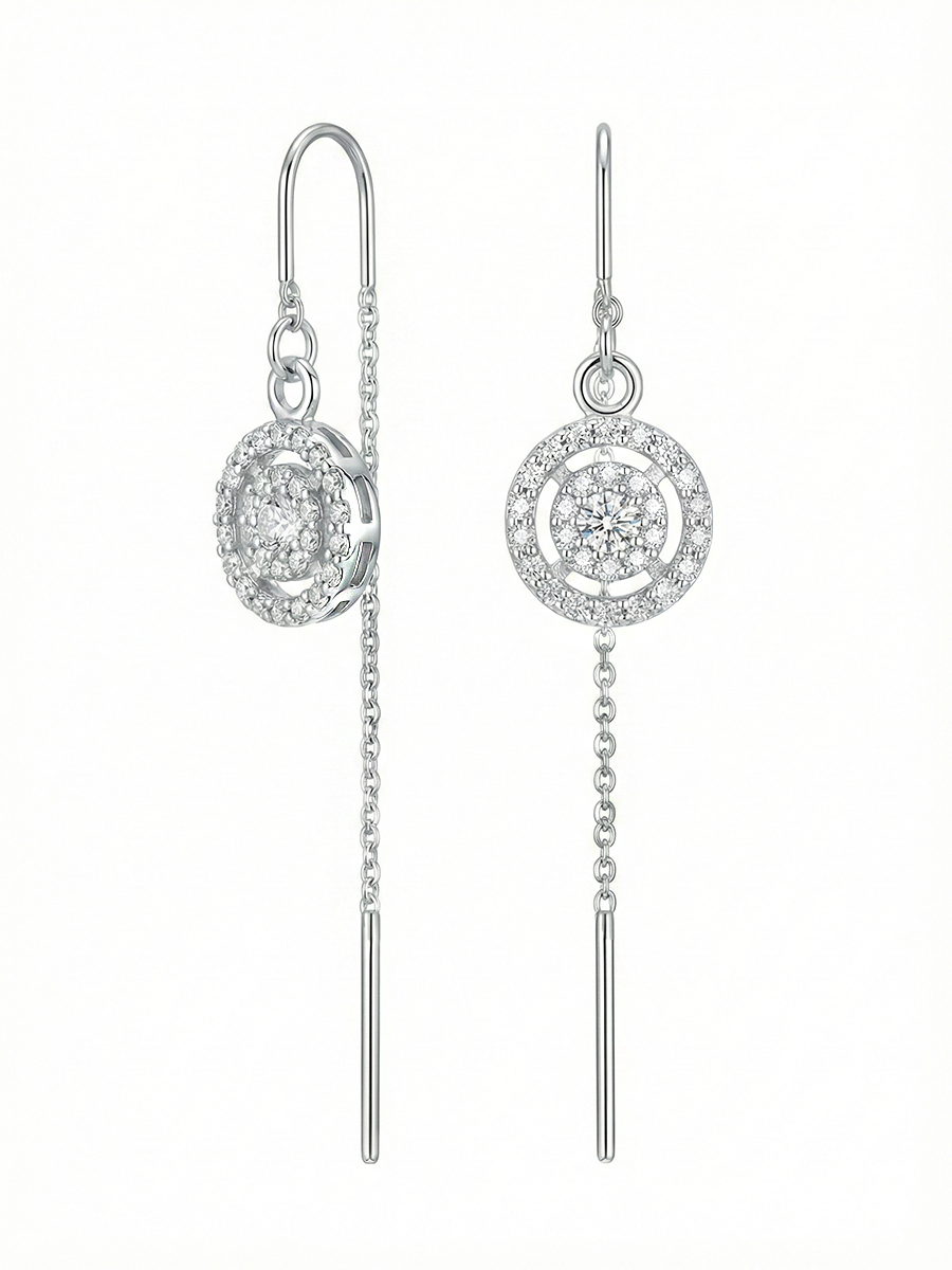 Серьги протяжки серебряные 925 с фианитами 