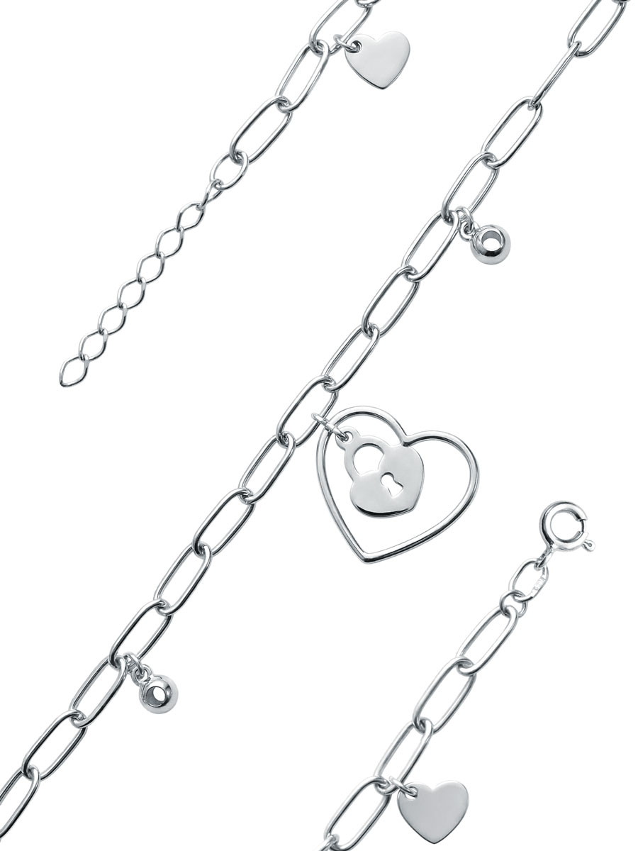 Браслет серебряный 925 с подвесками 