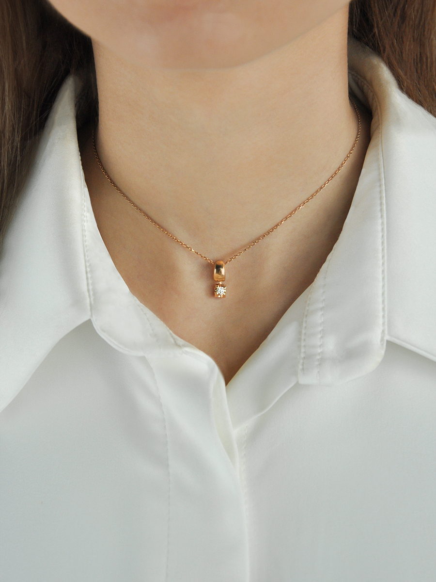 Подвеска золотая 585 с бриллиантом