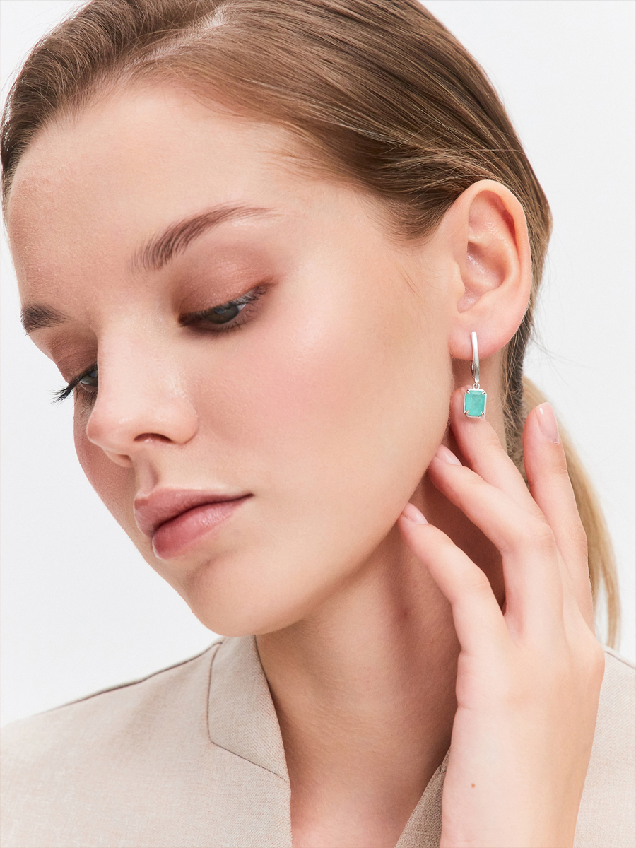 Серьги серебряные 925 с горным хрусталём 