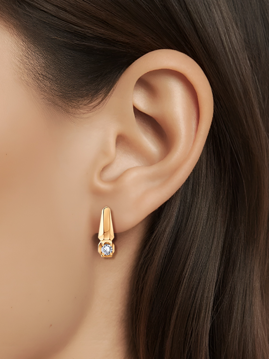 Серьги золотые 585 с бриллиантами